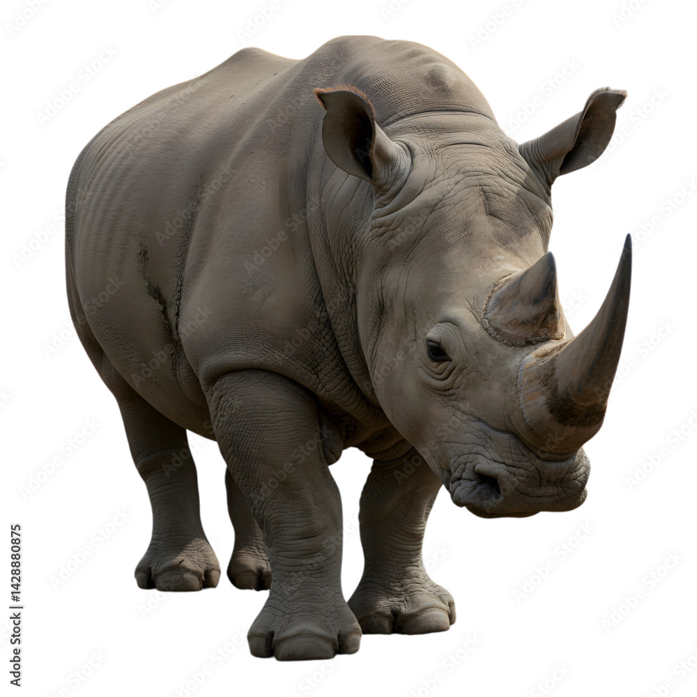 Obraz premium Rhino Standing in Profile View