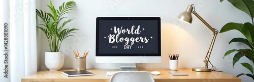 Obraz na płótnie Creative Workspace With Inspirational Quotes For World Bloggers Day w salonie