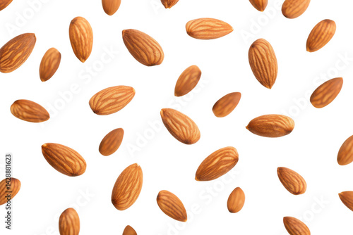 Wallpaper Mural A close-up of scattered almonds on a black background, showcasing their textured surfaces and natural color. Torontodigital.ca