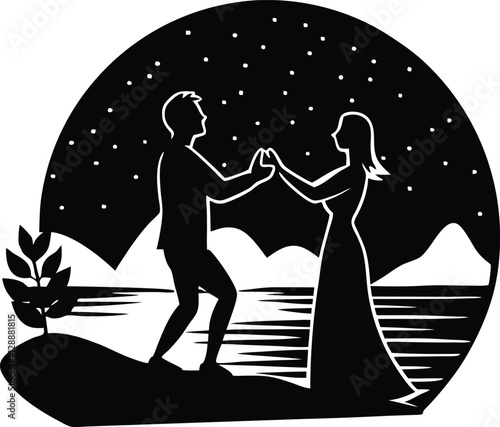 Man Proposing at Sunset Silhouette