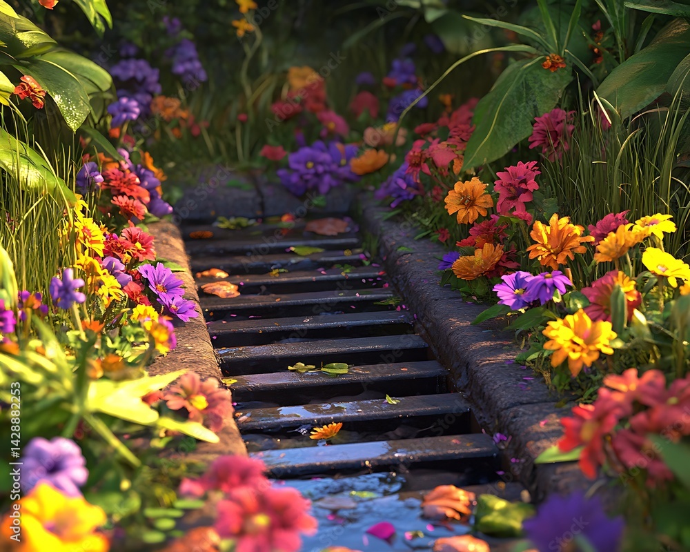 Obraz premium flower bed in the garden