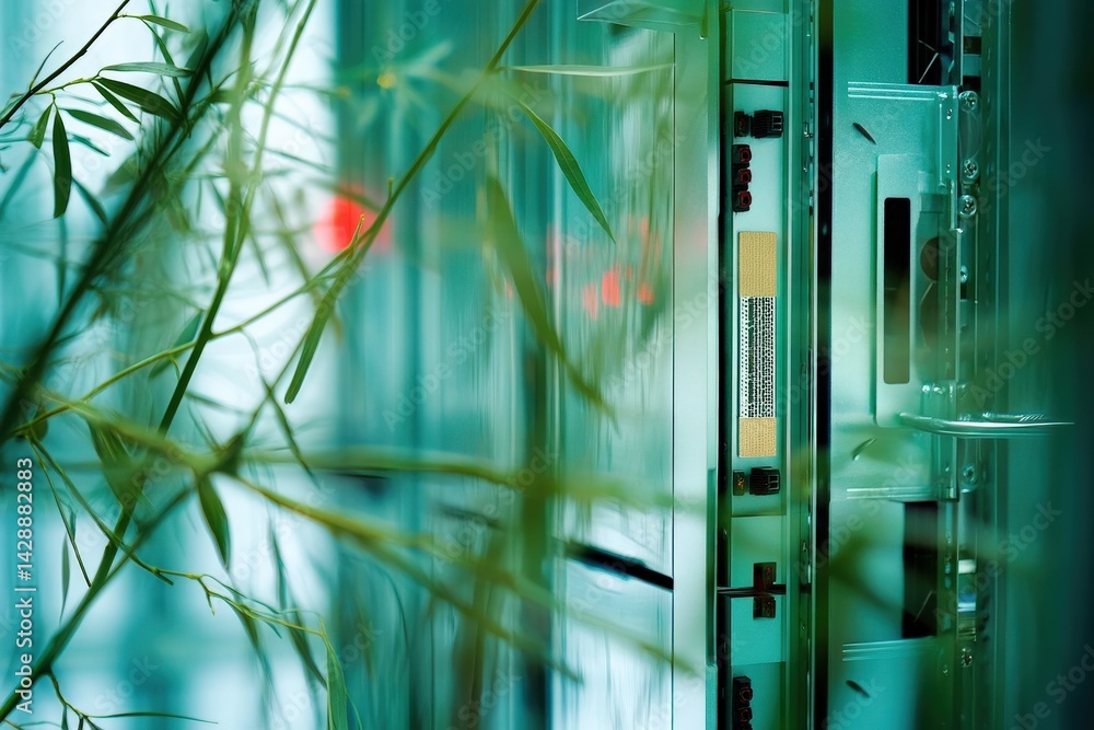 Futuristic Data Center with Greenery and Technology Fusion