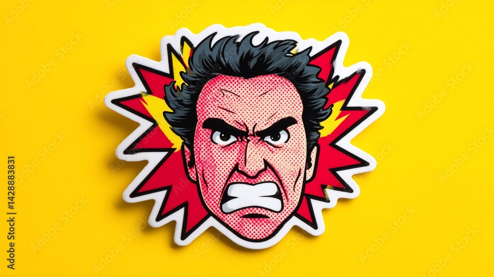 Angry cartoon face, pop art style Angry cartoon face, pop art style
