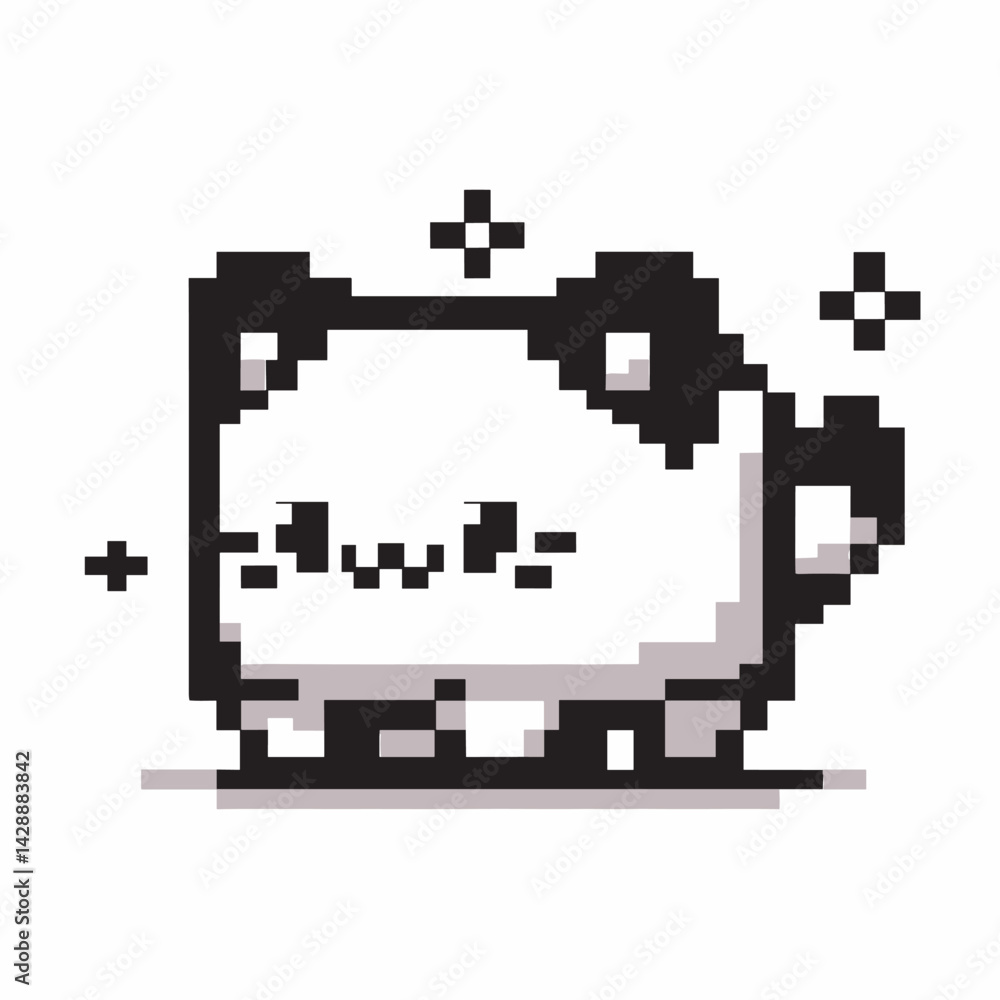 Obraz premium Pixel Art Cute Panda with Sparkles - Retro 8-bit Style Illustration