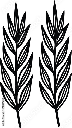 A vector set of leaf silhouettes, an artful nature illustration, offers a seamless floral pattern with vintage design elements