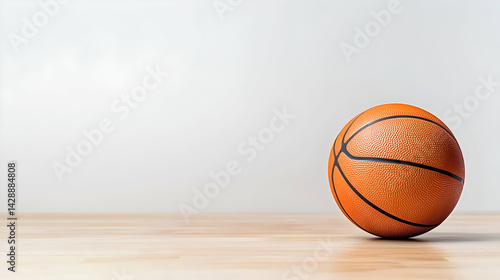 Pixelated Orange Basketball On Wooden Surface