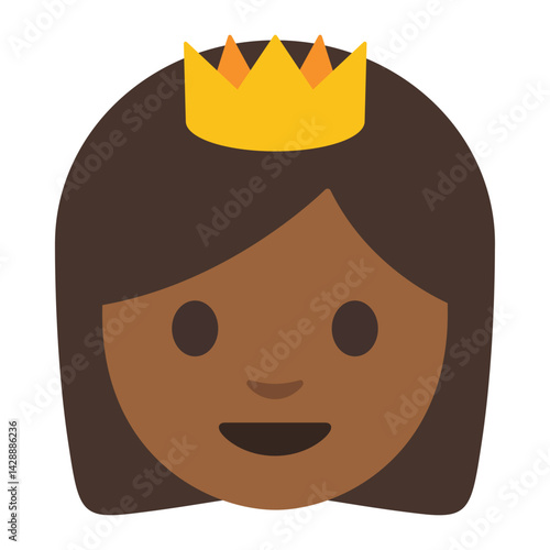 Crowned Person Clipart Illustration | Minimalistic Cartoon Style with Yellow and Orange Crown | Isolated on White Background