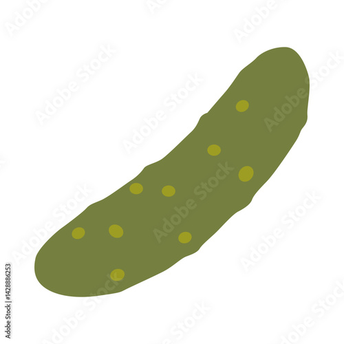 Pickle Clipart Illustration | Simple Pickle with Green Color and Spots | Isolated on White Background