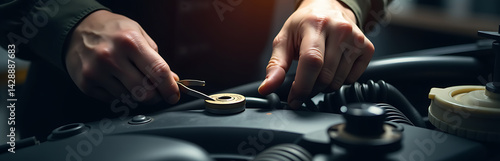 Closeup Of Mechanic Repairing An Engine For Labor Day