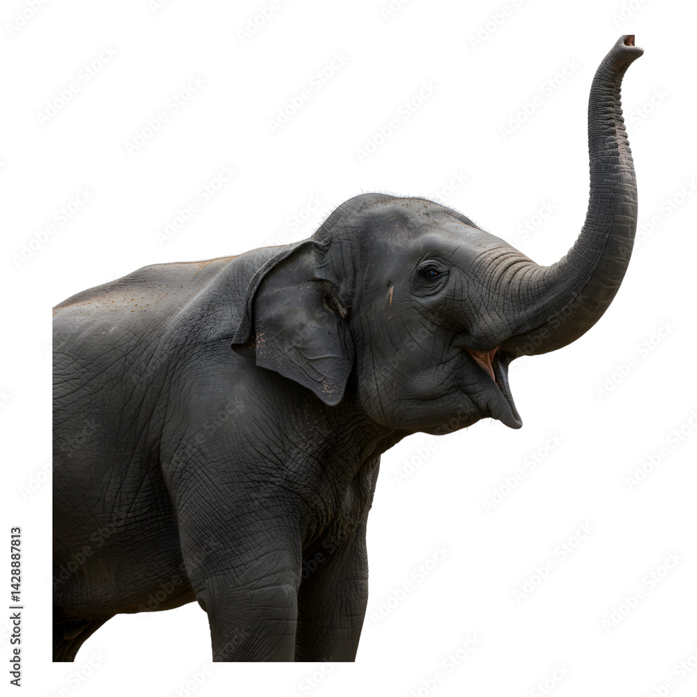 Obraz premium Large Elephant with Extended Trunk