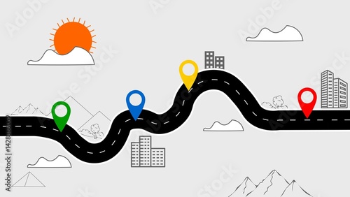 Roadmap Journey,Minimalistic illustration of a road