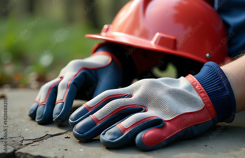 Close Up Of Protective Gloves Helmet And Safety Gear For Labor Day Theme Photo Style 10