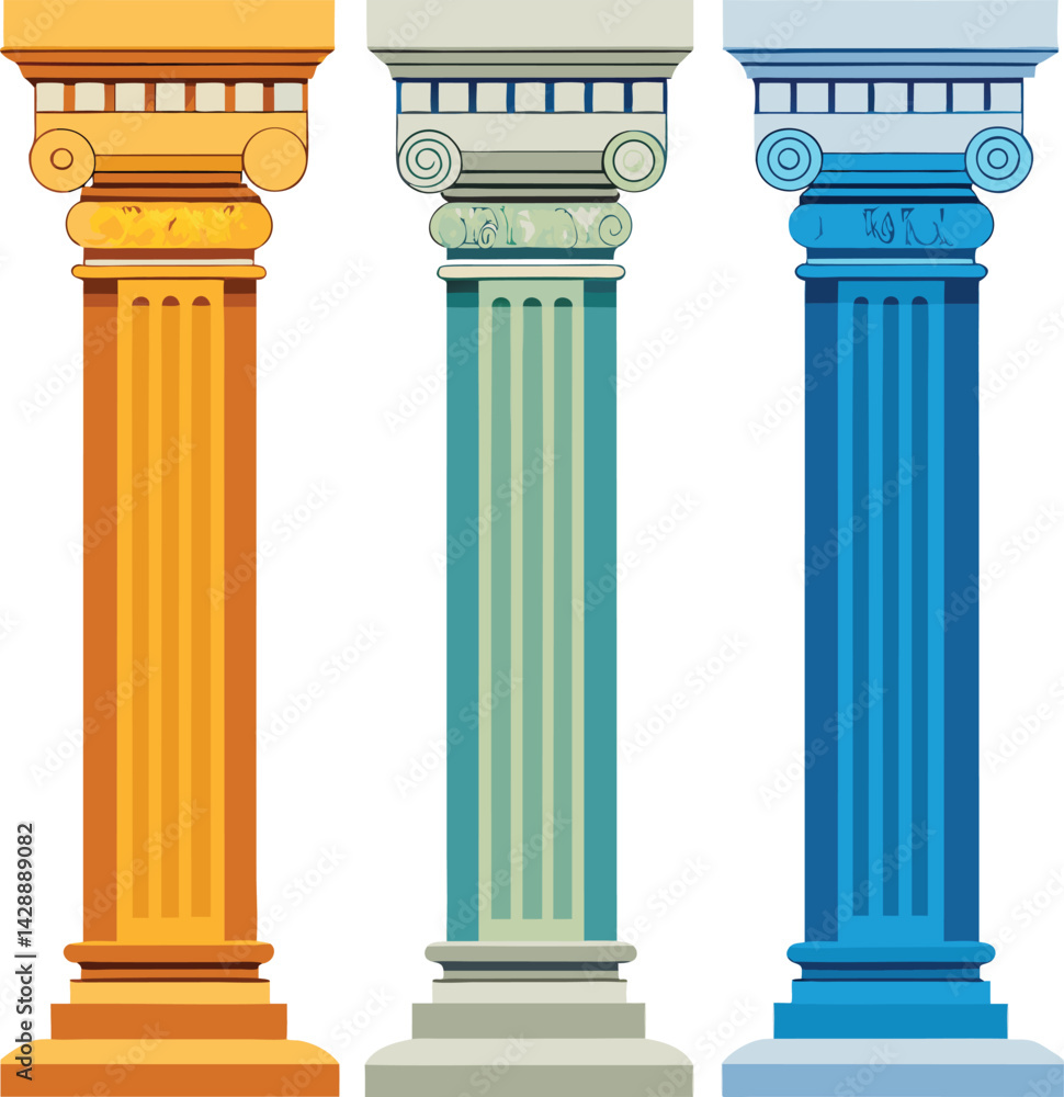 Obraz premium Classic marble column vector illustration of ancient Greek or Roman architectural style