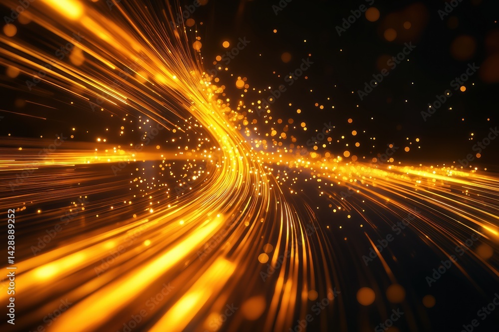 Obraz premium Abstract Golden Light Trails