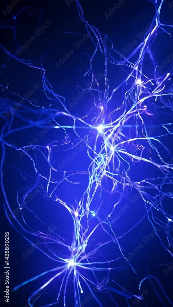 Video „Electric blue neural network visualization with bright nodes and ...