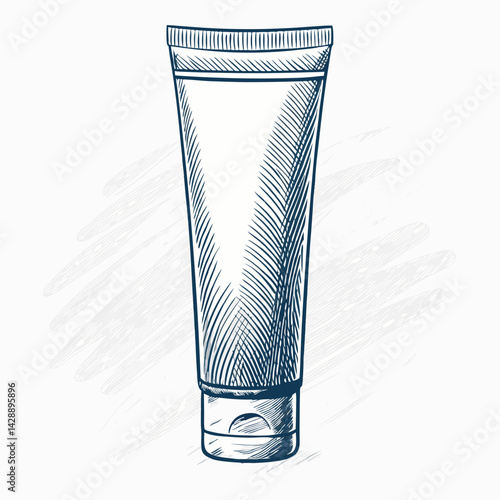 Design a vector illustration of a bold-stroked, realistic facial cleanser tube, emphasizing clean lines and a modern aesthetic.  Include a subtle gradient.