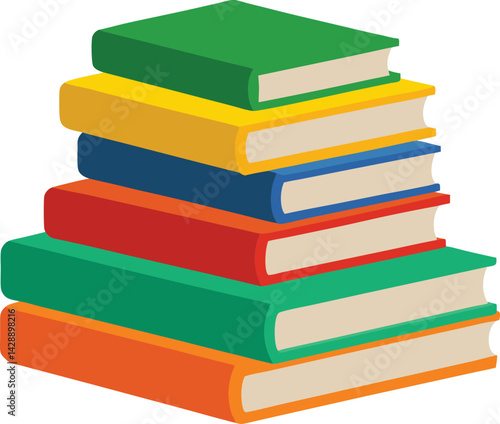 A colorful stack of books isolated on white represents a pile of knowledge for education and learning