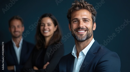 Smiling businesspeople of different backgrounds joining forces to achieve business objectives 