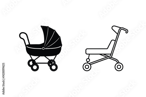 Baby Strollers Icons Classic And Modern Designs For Newborn Transport