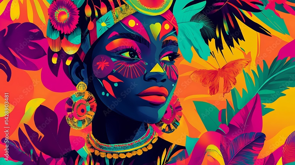 a woman face adorned with vibrant abstract paint strokes a woman face adorned with vibrant abstract paint strokes