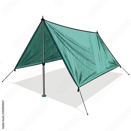 Create a bold, vector illustration of a lightweight tarp, showing strong, defined strokes.  Emphasis on texture and folds.