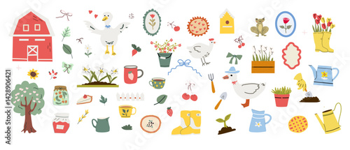 Rustic cottage decor elements for spring and gardening design projects.