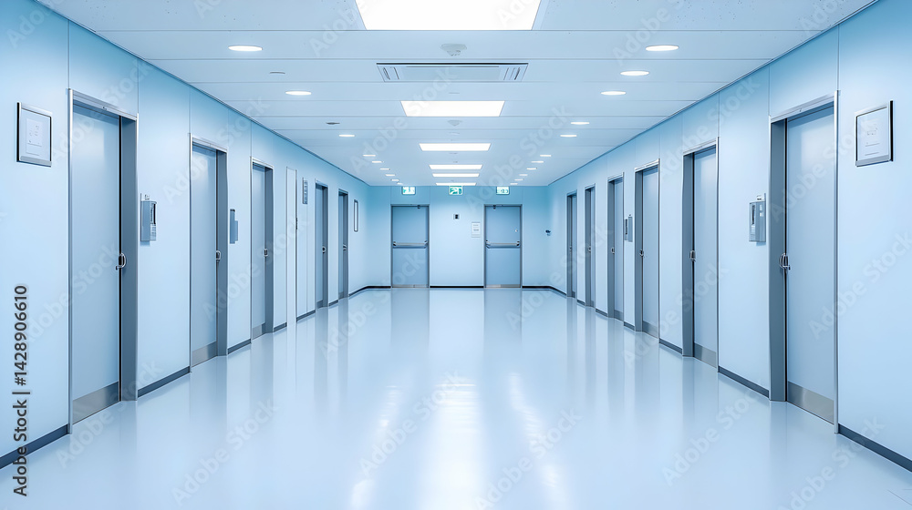 Empty Modern Hospital Corridor Empty Modern Hospital Corridor