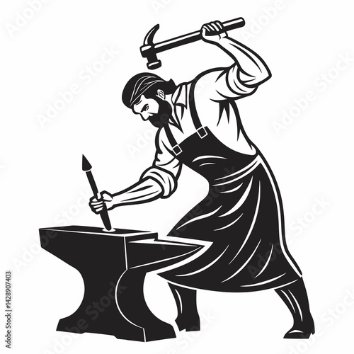 Design a bold, vector illustration of a blacksmith's hammer, suitable for an NPC in a game, emphasizing strong lines and impactful design.