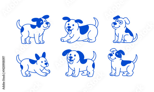 Photography Modern vector illustration of cute dogs in a simple minimal linear style, easily editable