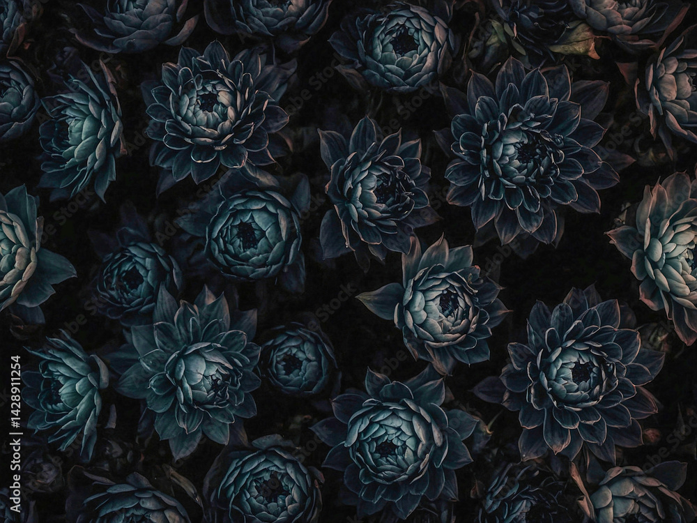 Dark gothic texture of blooming black flowers. Dark gothic texture of blooming black flowers.
