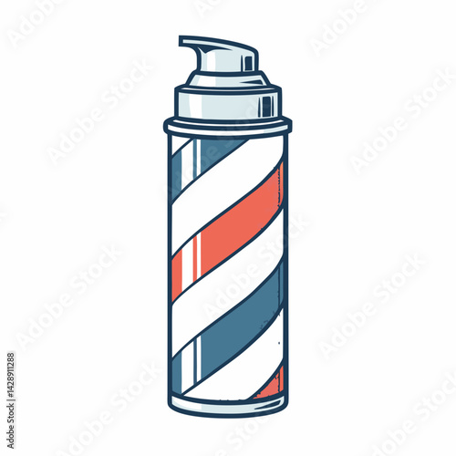 Create a vector illustration of a bold-stroked shaving foam bottle, emphasizing strong lines and vibrant color.  Include realistic foam texture details.
