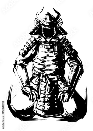 正座しどっしりと構える侍