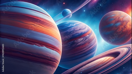Obraz na płótnie Colorful planets in deep space with cosmic background w salonie