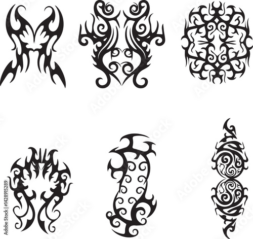 Tribal butterfly tattoo design, Abstract vector signs, symbols, tattoo