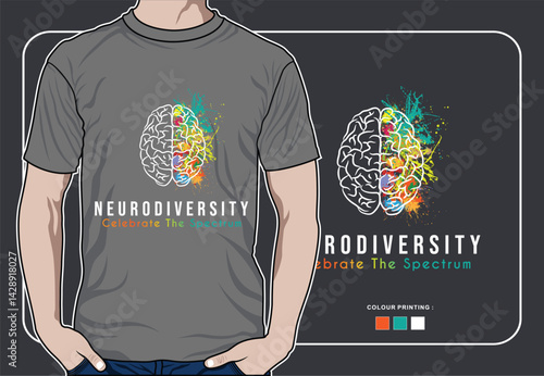 Neurodiversity T-Shirt Design with Brain Illustration