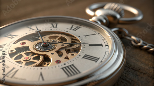 Obraz na płótnie close up of ticking pocket watch showcasing intricate gears and classic design, evoking sense of nostalgia and craftsmanship w salonie