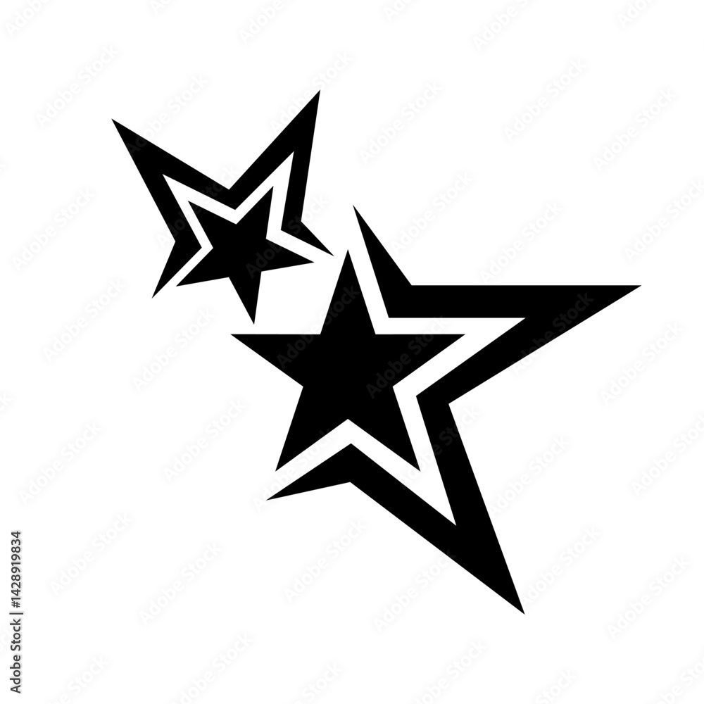 Fototapeta premium Stars y2k design set. black star flat design vector. star shape simple design