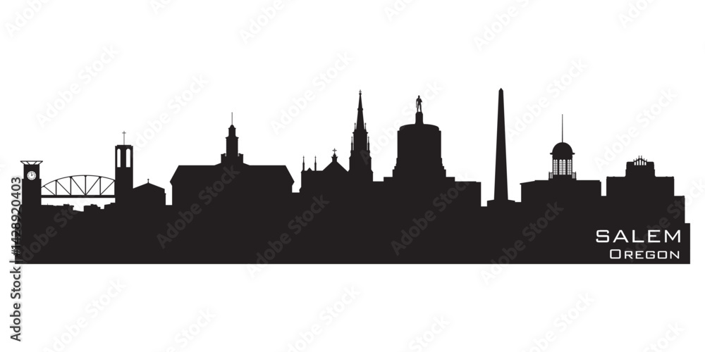 Fototapeta premium Salem Oregon city skyline vector silhouette