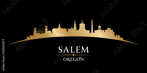 Salem Oregon city skyline silhouette black background