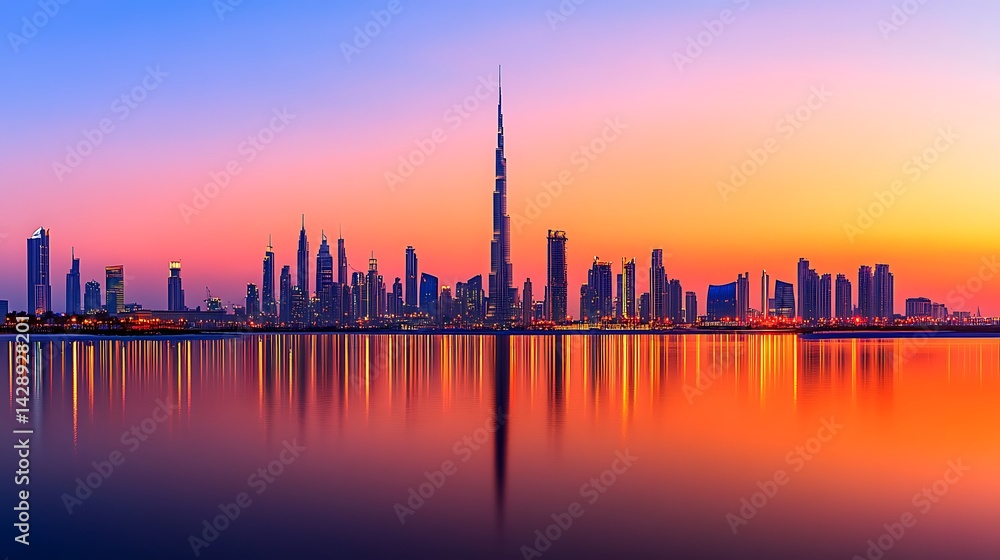 Fototapeta premium Dubai skyline at sunrise