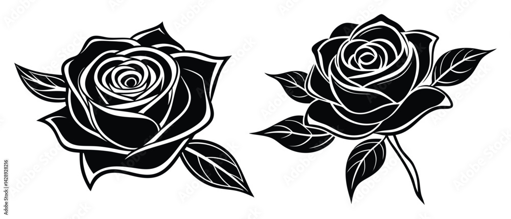 Minimalist single line art of a rose flower, clean black ink on white background, elegant and modern style, vector illustration Minimalist single line art of a rose flower, clean black ink on white background, elegant and modern style, vector illustration