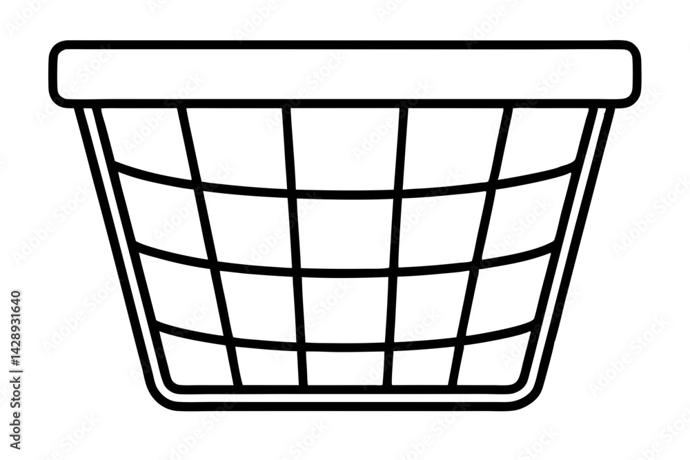 Collapsible Laundry Basket Line Art Vector Illustration Collapsible Laundry Basket Line Art Vector Illustration