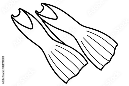 Diving Fins Line Art Vector Illustration