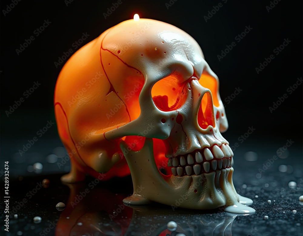 Skull Candle Macabre and Mystical Still Life