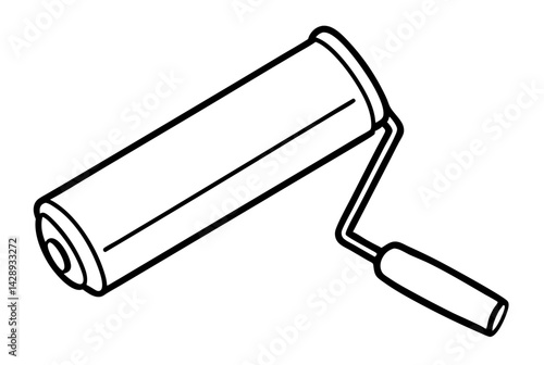 Ink Roller Brayer Line Art Vector Illustration