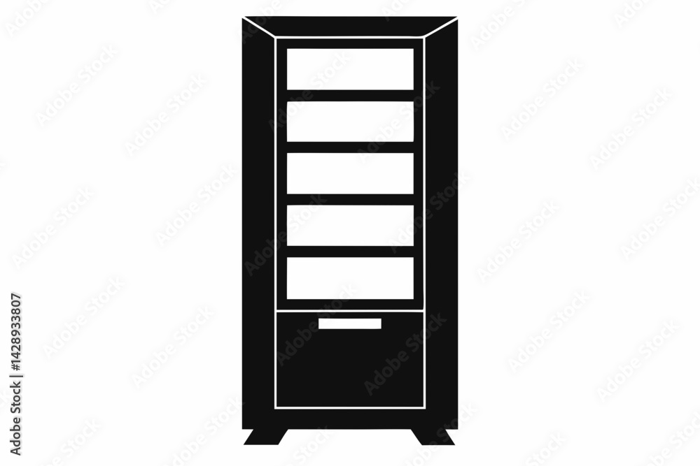 Narrow Bookcase Silhouette Vector Illustration Narrow Bookcase Silhouette Vector Illustration