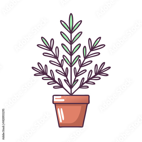 Potted plant icon with green leaves and branches