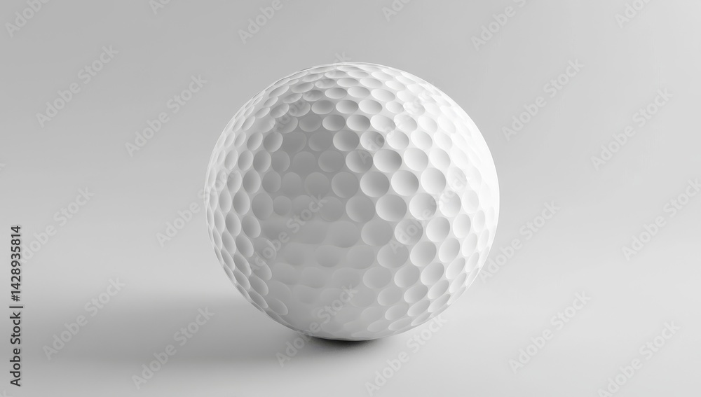 A golf ball is shown in close-up against a white background A golf ball is shown in close-up against a white background