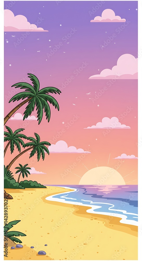 Obraz premium Sunset Shores AI Generated