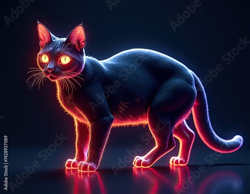 Obraz na płótnie Neon Cat Glowing in the Dark w salonie